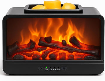 Dynamics Flame Fireplace Electric Wax Melt Warmer PTC Heating Plate Monochromatic Wax Burner Fragrance Wax Warmer for Home Office Gifts & Decor(Black)