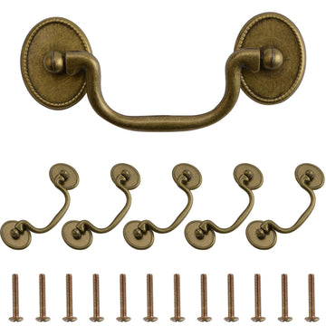 Drop Bail Handle Pulls, 6PCS Antique Drawer Pulls Handles Furniture Door Pull Cabinet Pull Handles Hardware Cabinet