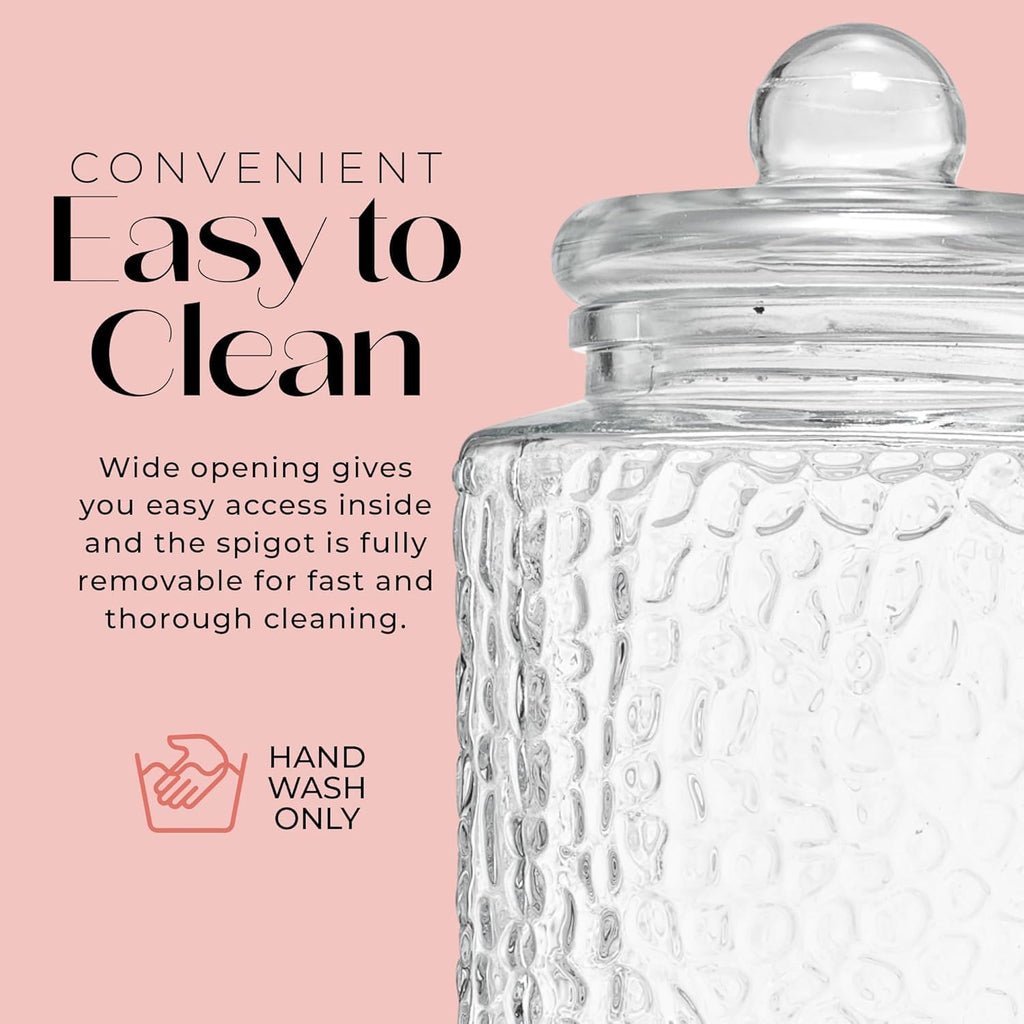 Premium Glass Drink Dispensers with Metal Stand for Parties - Beverage Dispenser Set for Cold Drinks, Lemonade