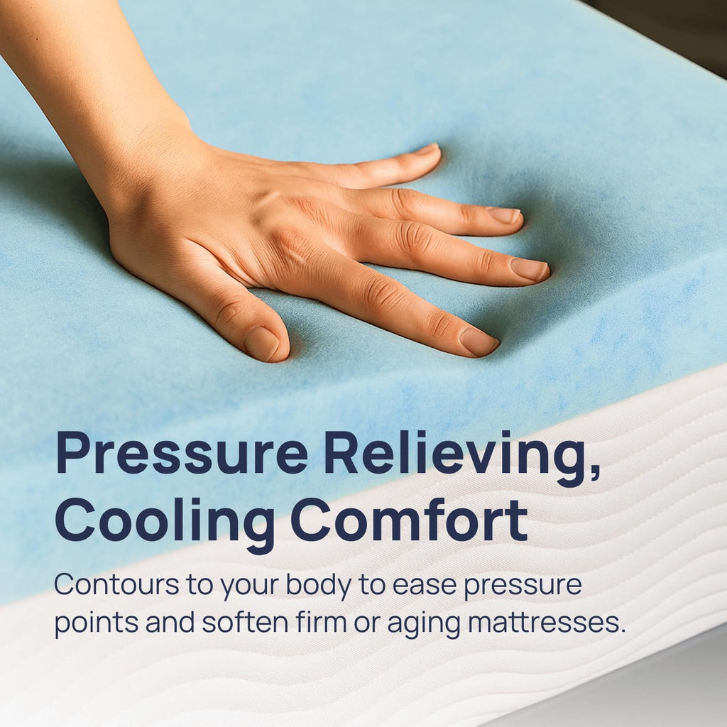 Gel Swirl Memory Foam Mattress Topper - 2 Inch, Pressure Relieving, Cooling Comfort - Made in the USA & CertiPUR-US