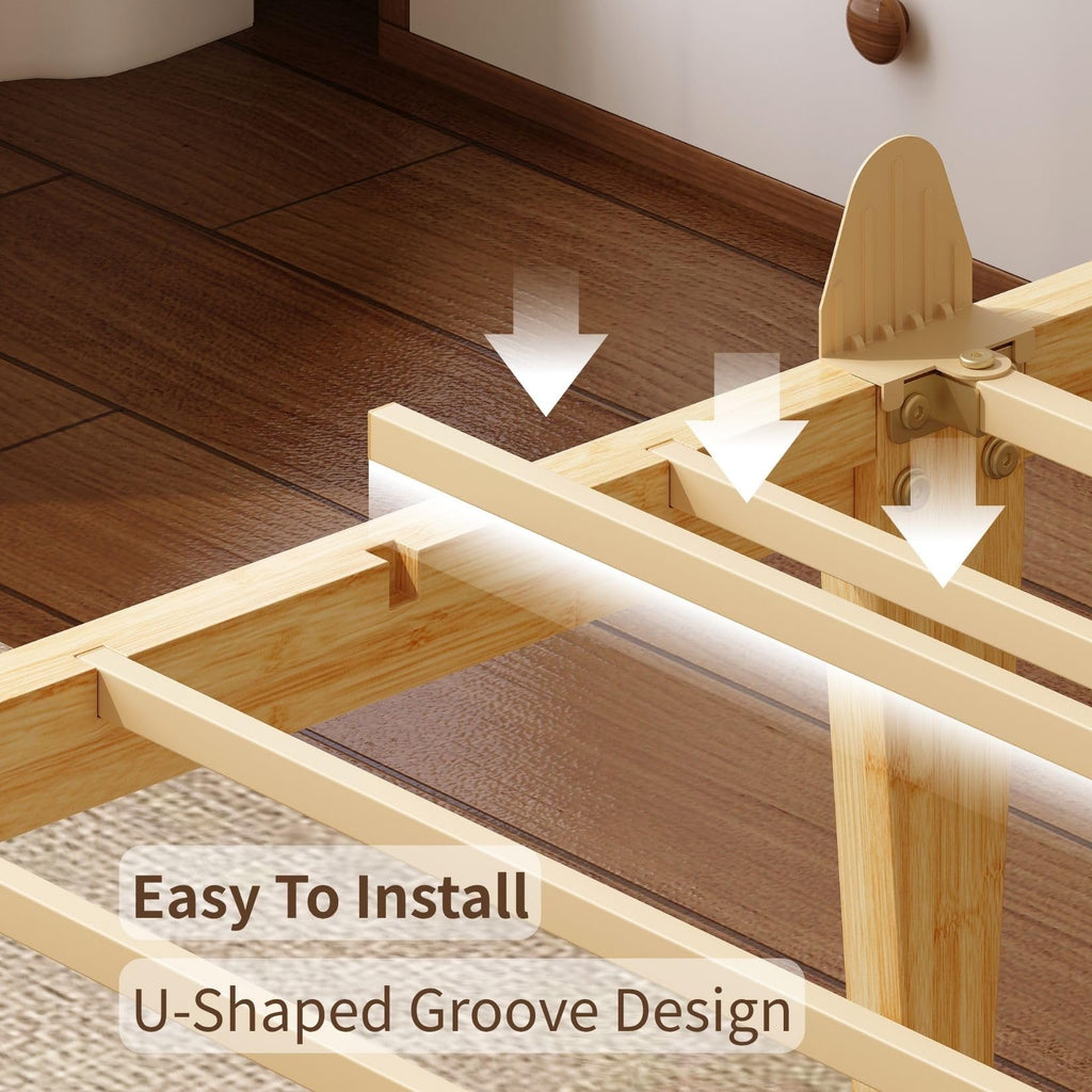 14 Inch Bamboo Wood Platform Queen Bed Frame