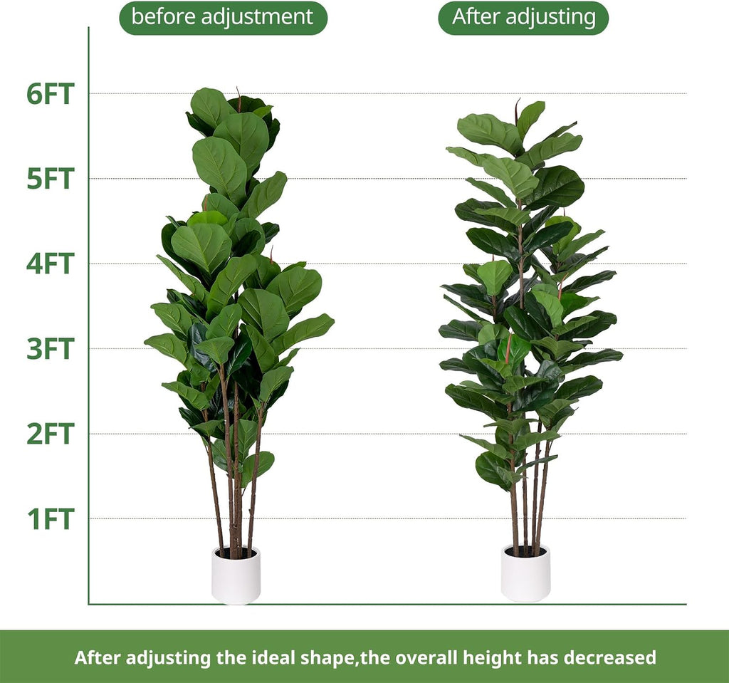 2 Pack Fiddle Leaf Fig Tree - Artificial Ficus Tree with Tall Artificial Plants Large 69 Fiddle Leaves -Fake Trees