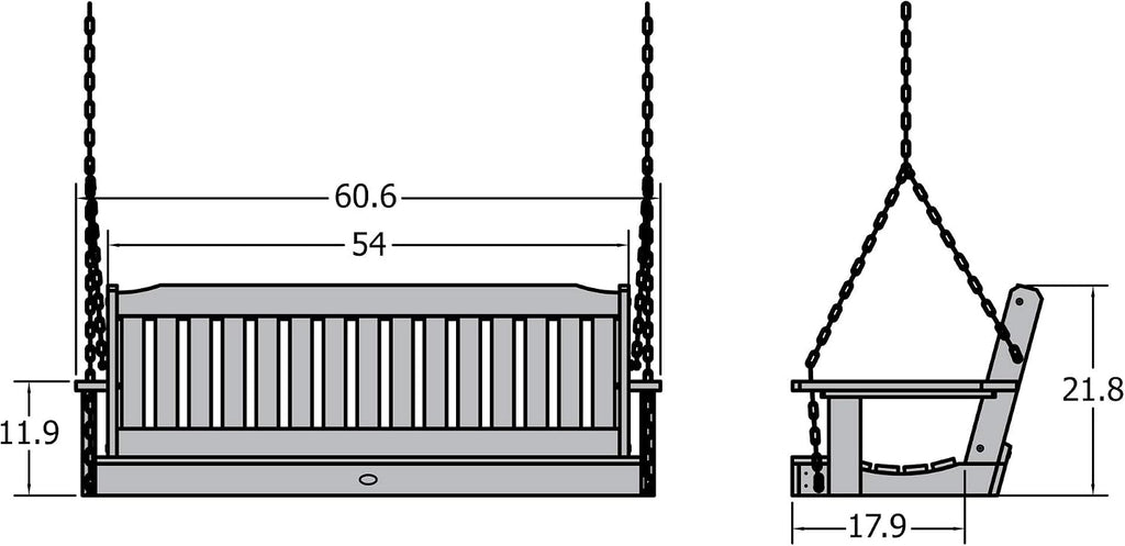 AD-PORL1-WHE Lehigh Porch Swing, 5 Feet, White