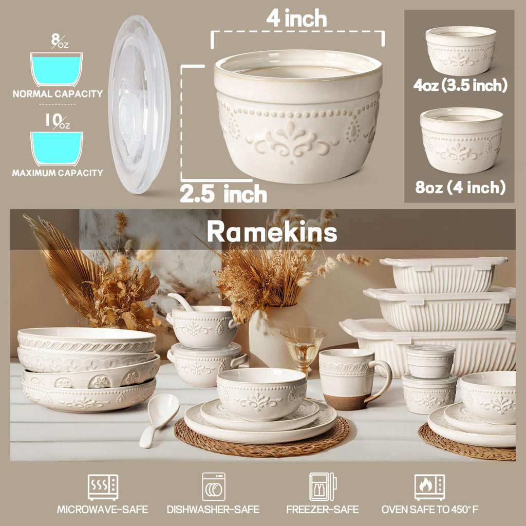 With Lids, Creme Brulee Oven Safe, Ceramic Pudding Cups, Souffle Cups, Custard Cups, Dipping Sauce Cups, Food Storage