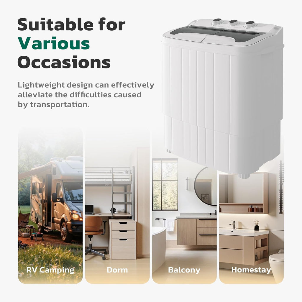 Portable Washing Machine, 16 Lbs Compact Mini Washer and Dryer Combo, Semi-automatic Twin Tub Laundry Washine with