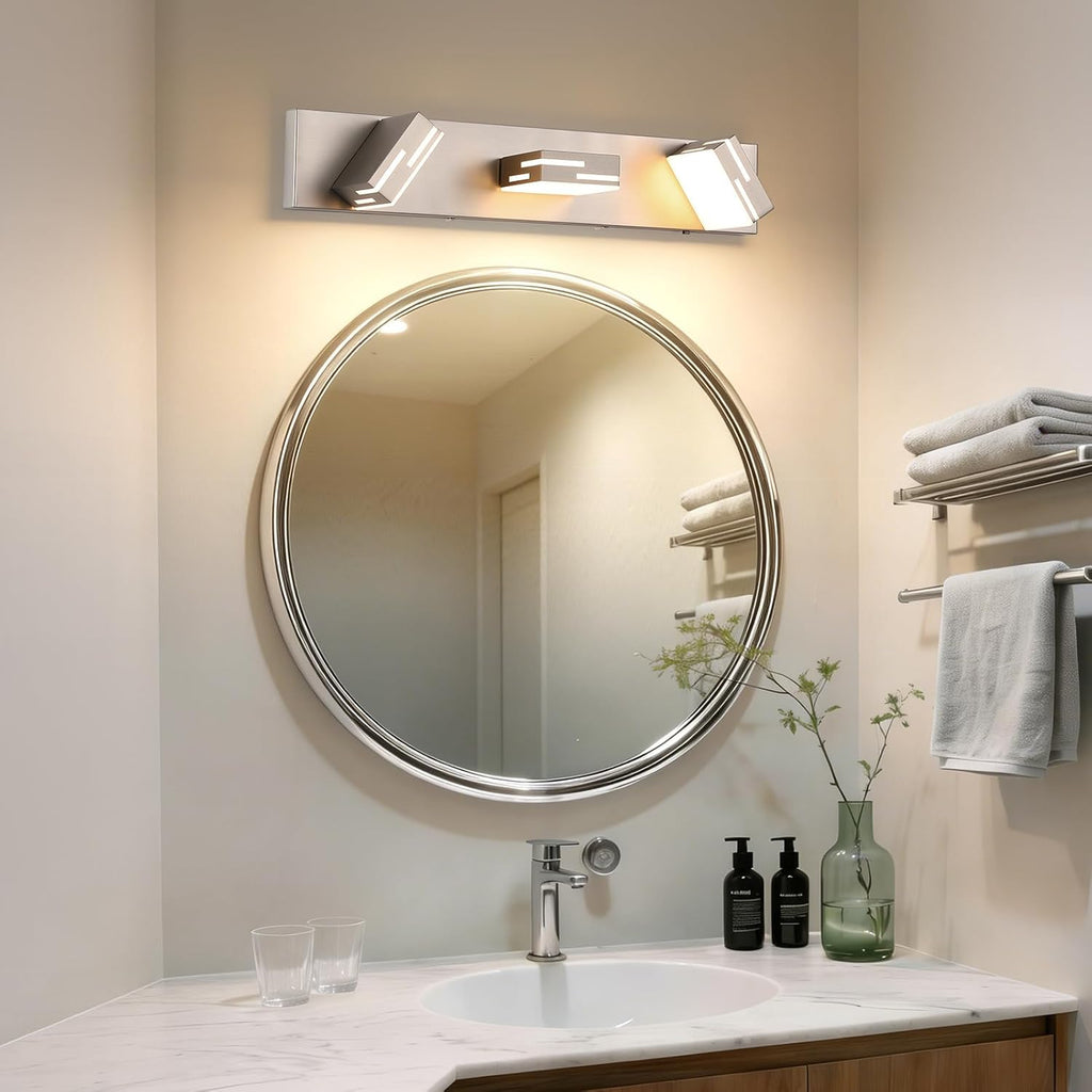 3-Light 5CCT Modern Bathroom Vanity Light Fixtures, 24-Inch 350° Rotatable LED Vanity Lights Over Mirror, Dimmable