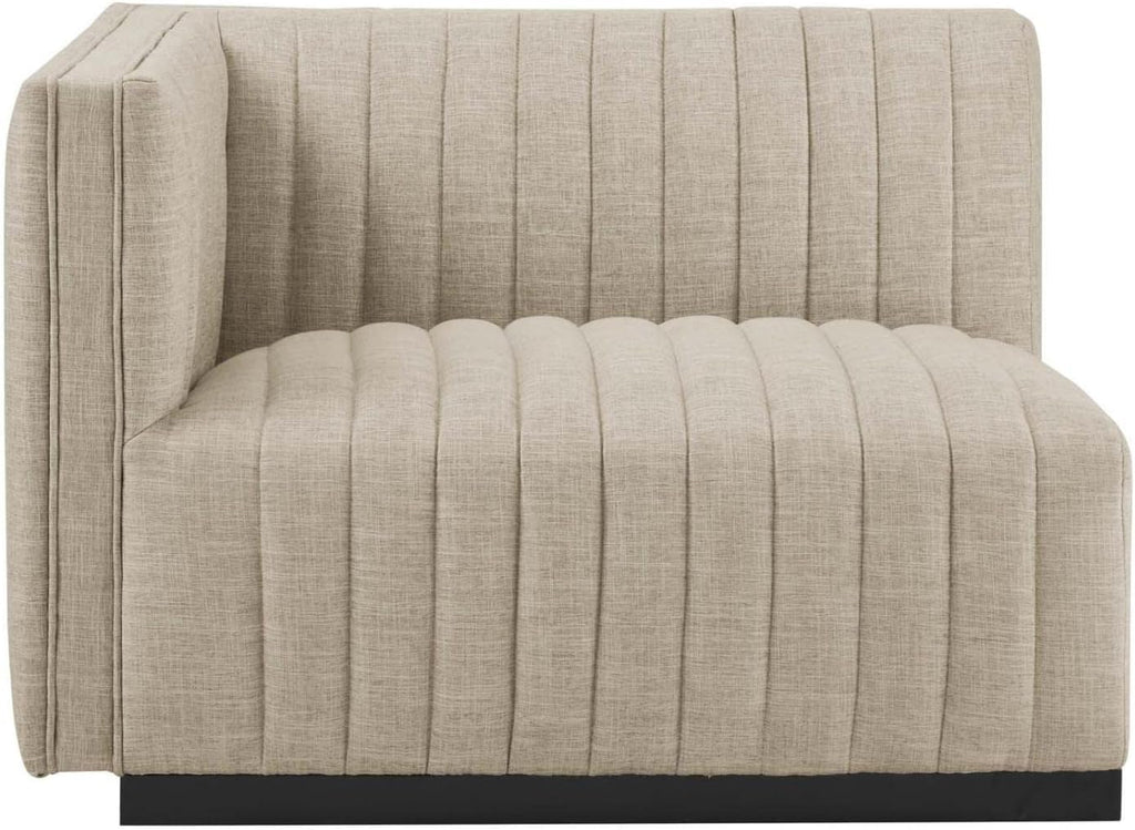 Conjure 5Pcs L-Shaped Channel Tufted Fabric Sectional in Beige/Black