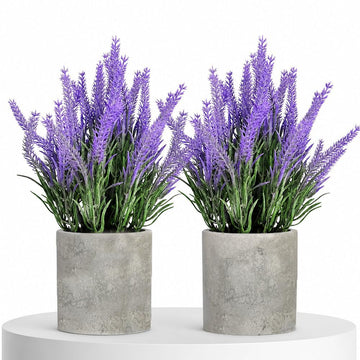 Fake Flowers Purple Artificial Lavender Bunches Faux Plants for Window Patio, Rustic Farmhouse, Wedding