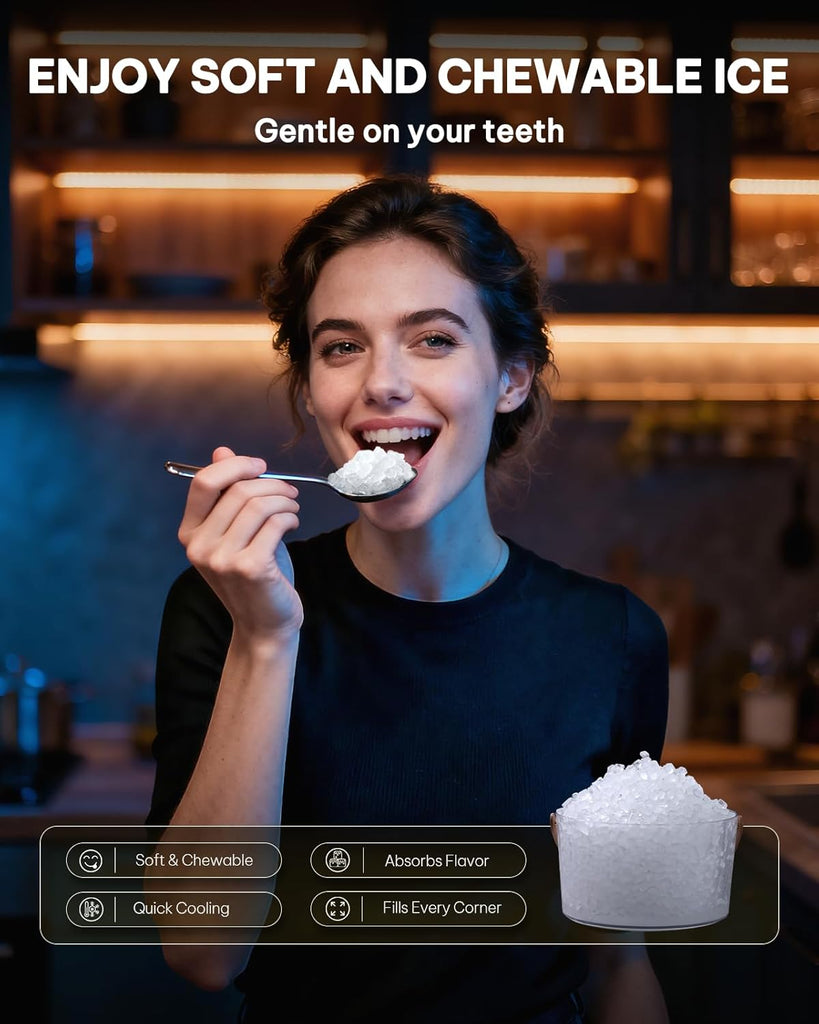 Nugget Ice Maker Countertop, Crushed Ice Maker & Pebble Ice Machine Produces 44lbs/24h with Front Pull-Out Water Tank