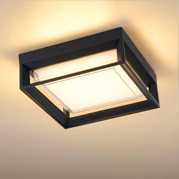 Square Flush Mount Outdoor LED Ceiling Light Fixture