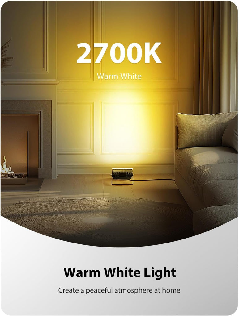 2 Pack RGBW LED Flood Light 800W Equivalent, 100W Color Changing Floodlight with 44 Keys Remote, 2700K Warm White