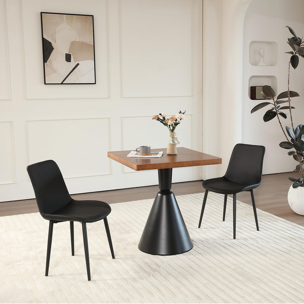 Black Leather Dining Chairs Set of 4, Mid Century Modern Faux Leather Kitchen & Dining Room Chairs