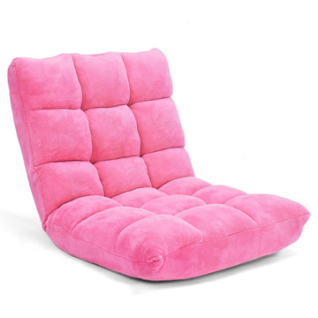 Floor Chairs for Adults, Floor Gaming Chair w/Back Support (Pink)