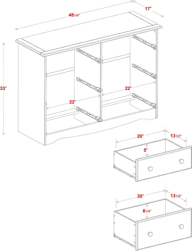 100% Solid Wood 6-Drawer Double Dresser with Metal Knobs