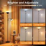 2-in-1 Torchiere Floor Lamp, 34W Super Bright LED Standing Lamp with Remote & Touch Control