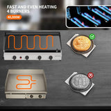 4-Burner Outdoor Propane Gas Griddle, 40,000 BTU Flat Top Grill with Side Shelves for Camping and Backyard