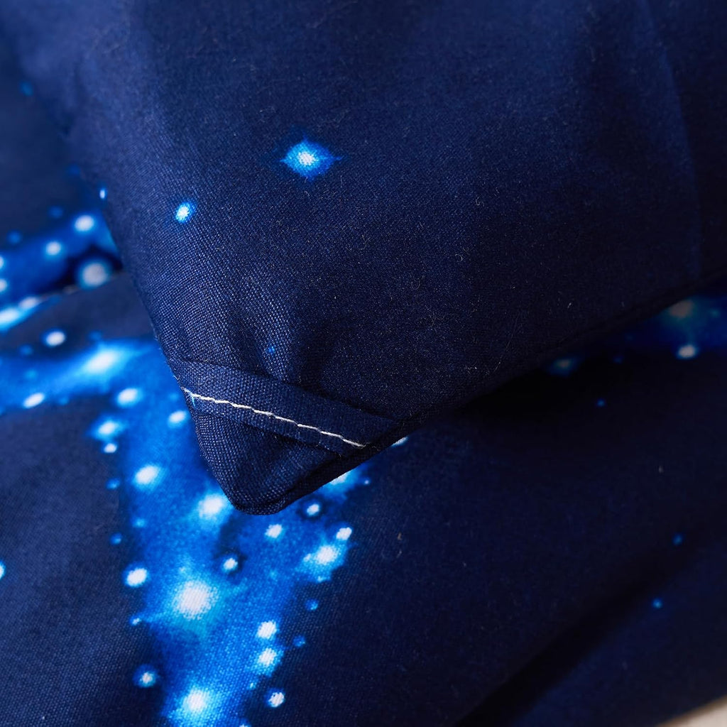 Star Comforter Teen Boy Girl Blue Galaxy Full Bedding Microfiber Set 3 Pieces with Pillowcases for All Seasons
