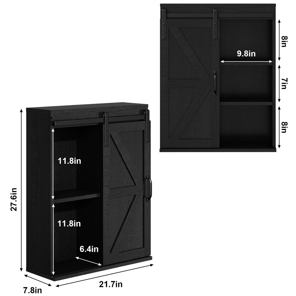 Farmhouse Bathroom Wall Cabinet with Sliding Barn Door