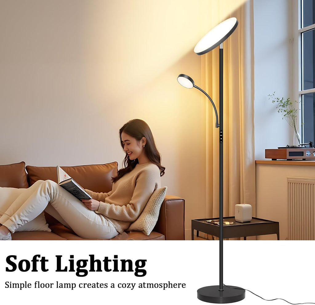 Floor Lamp-42W/4200LM Super Bright Floor Lamp,Dimmable 2-in-1 LED Floor Lamp