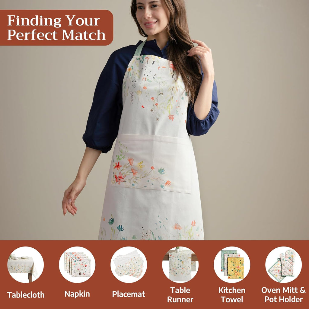 Aprons for women with Pocket 100% Cotton (27.50"x31.50") | Adjustable Neck Strap & long ties Apron Men Chef Wedding