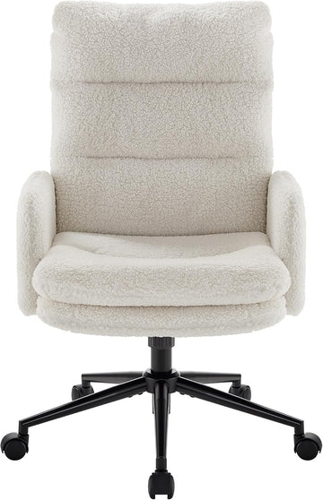 High-Back Home,Upholstered Desk Chair with Armrests,Height Adjustable Armchair with Wheels, Swivel Office Desk Chair