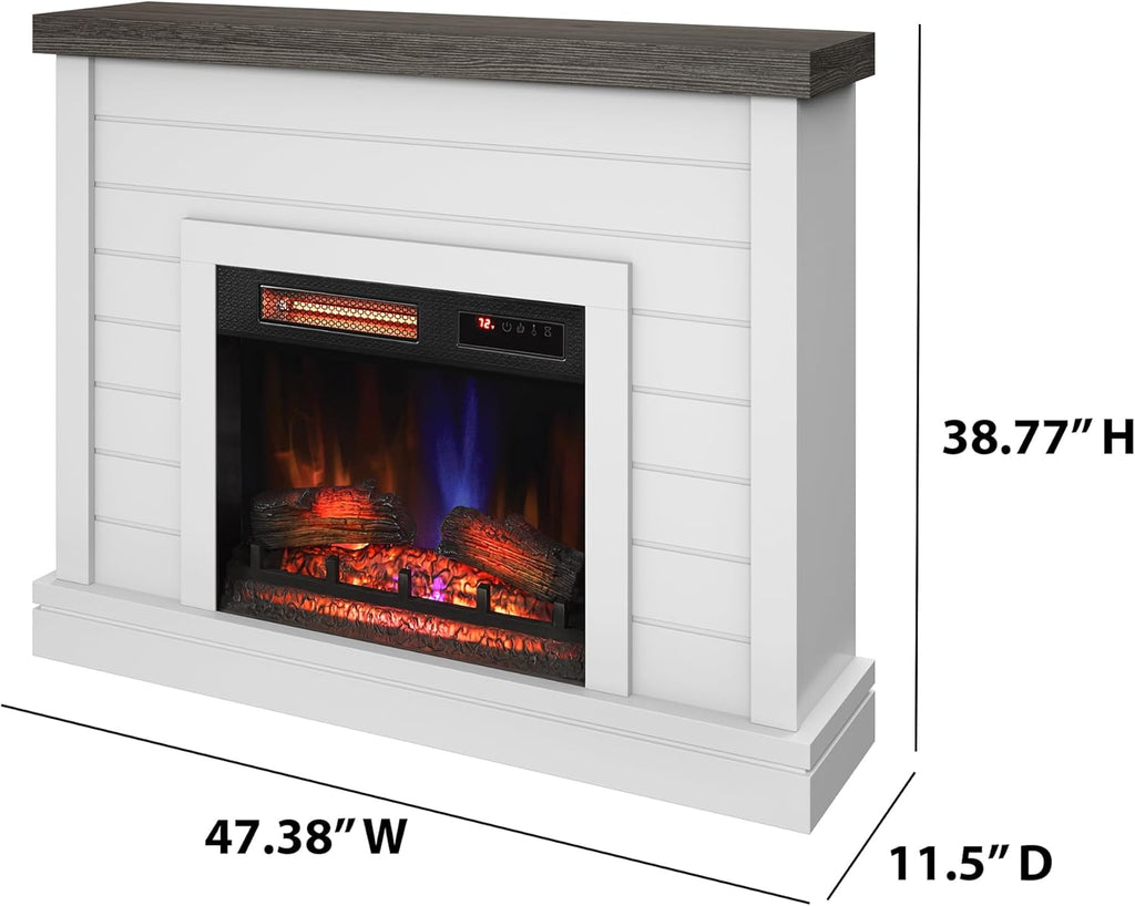 Wall Mantel Electric Fireplace, Bright White