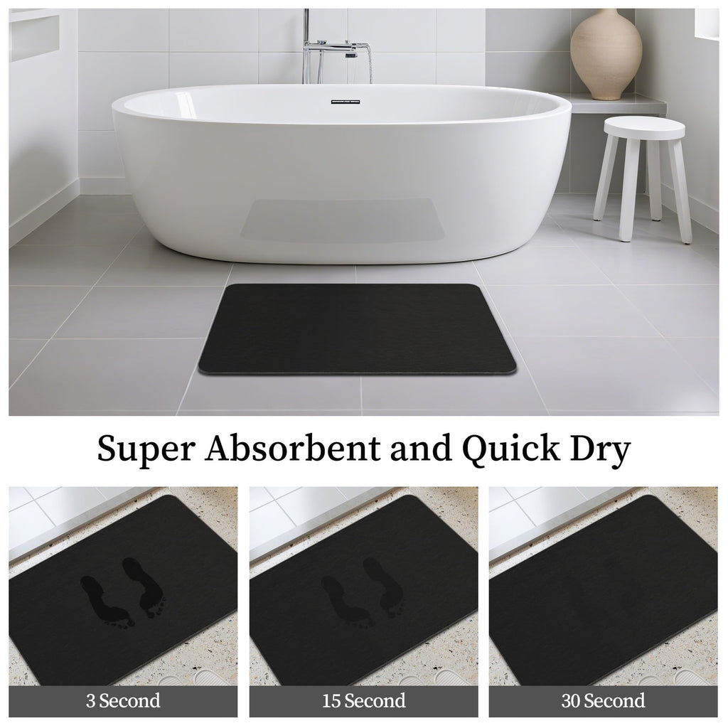 Black Stone Bath Mat, 24''x16'' Stone Shower Mat