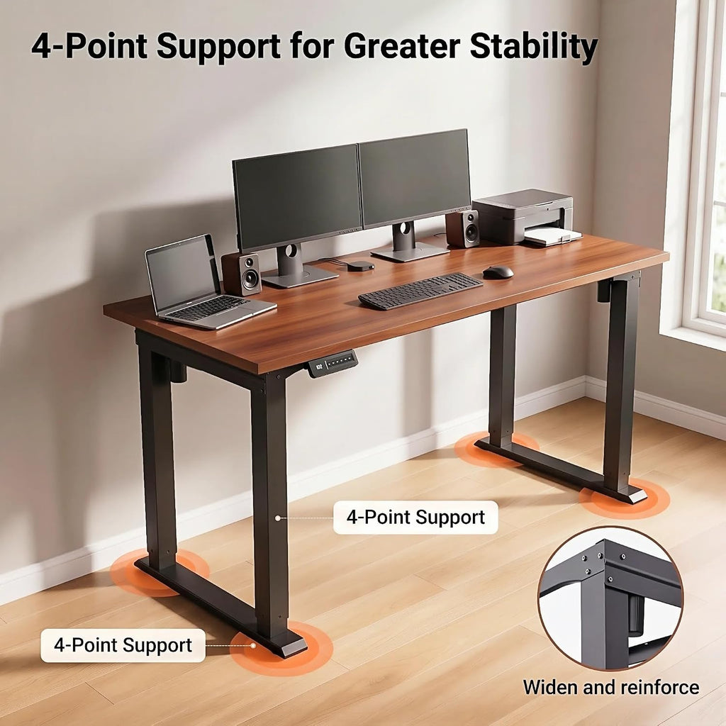 4-Leg Dual Motor Electric Standing Desk Frame, Black Frame Only