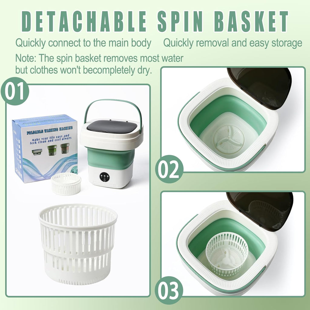 Mini Portable Foldable Washer - 16L Portable Washing Machine, Spin dryer, Small Folding Washing Machine 3 Cleaning