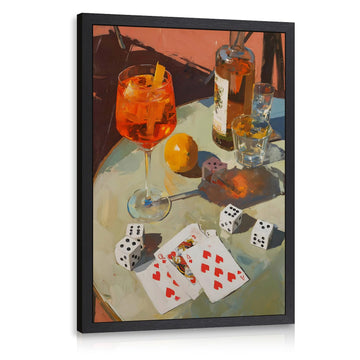Vintage Cocktail Wall Art, Trendy Poker Dice Bar Wall Decor, Gambling Drink Still Life Poster Print, Retro Casino