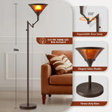 Floor Lamps - 70" Brown Torchiere Standing Floor Lamp with Adjustable Swing Arm