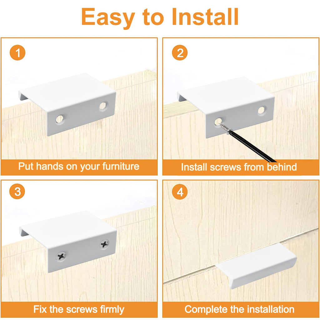 White Mini Finger Edge Pull, 10 PCS Concealed Handle Modern Style Drawer Handle, Right Angle Aluminum Alloy Invisible