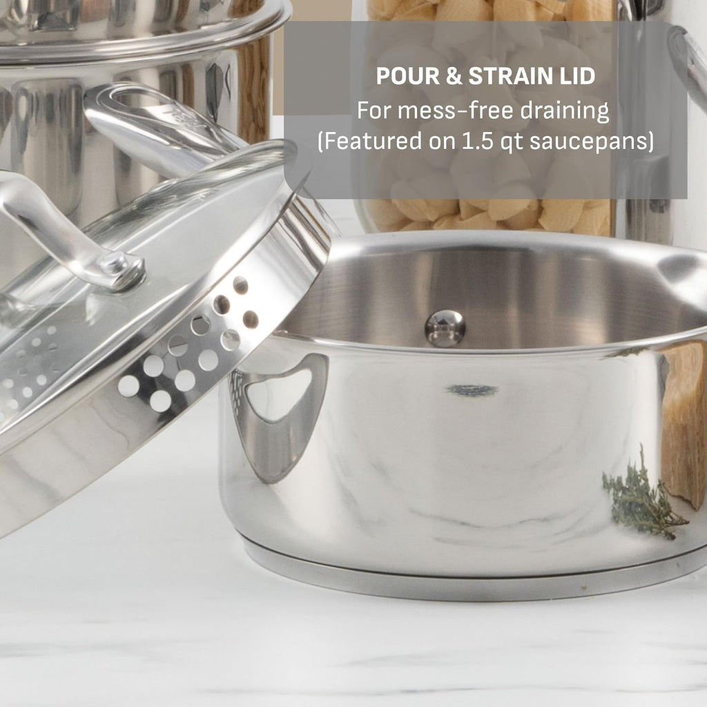Stainless Steel Pots and Pans Set 11 Piece, Induction, Oven Broiler Safe 500F, Kitchen Cooking Set w/Fry Pans