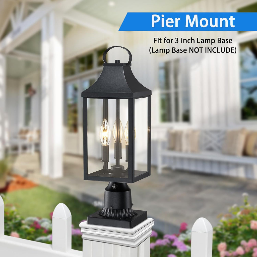 18.62'' Dusk to Dawn Post Light Outdoor, Large 3-Light Lamp Post Light Fixture