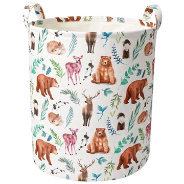 Kids Laundry Basket Waterproof Woodland Animals Baby Laundry Hamper Child Toy Organizer Storage Bedroom Nursery