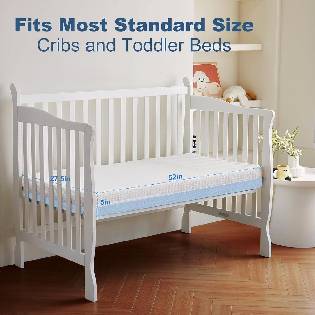 Dual Sided Baby Breathable Crib Mattress, Infant & Toddler Bed Mattress with Premium Foam, Machine Washable Oeko-TEX