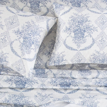 100% Cotton Bedding Printed Sheets Set. Up to 14" Deep Mattress, Farmhouse Country Cottage Pattern Bedlinen