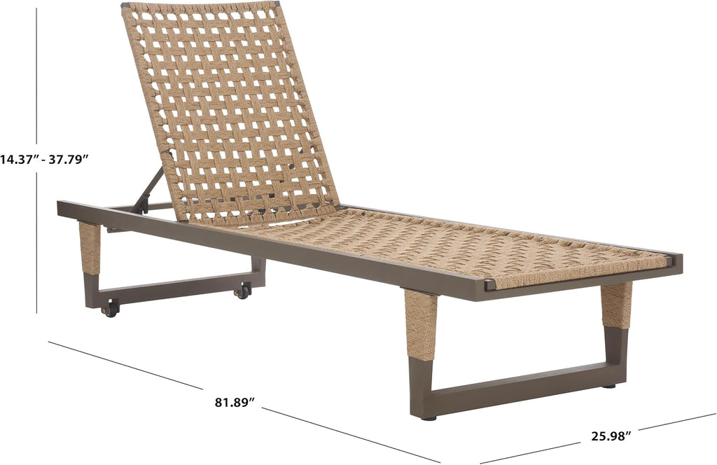 Outdoor Patio Furniture Collection - Arthur Grey & Heather Tan Woven Rope Chaise Lounge Chair, Adjustable Reclining