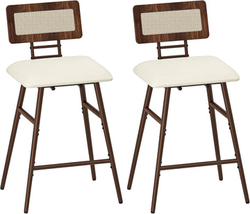 Bar Stools, Set of 2 Barstools, Bar Chairs with Footrests, Rattan Bar Stools, Bar Chairs with Backrests, and Offices