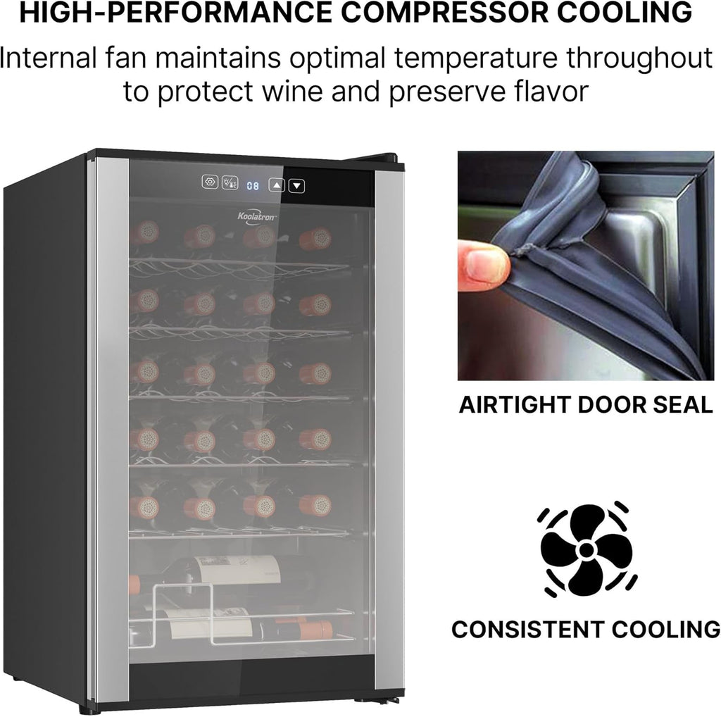 24 Bottle Wine Fridge - Freestanding Wine Cooler with Glass Door, 2.4 cu. ft (68