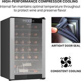 24 Bottle Wine Fridge - Freestanding Wine Cooler with Glass Door, 2.4 cu. ft (68