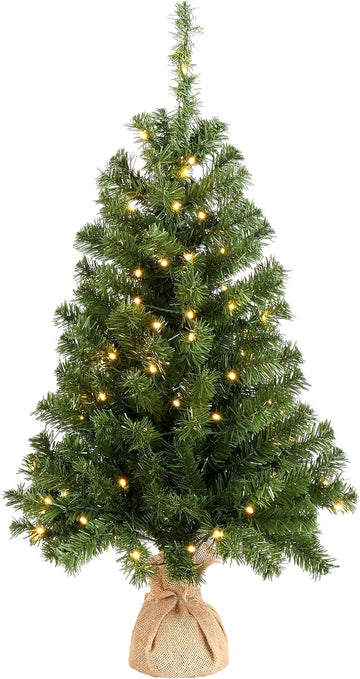 Green Mini Artificial Christmas Tree, 2 to 4 ft, Pre-lit Design, Tabletop Xmas Tree for Christmas
