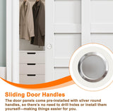 Closet Sliding Door, 60"×80"(Double Doors 31"), 3 Panel Sliding Door with Hardware Kit, Pre-Drilled 