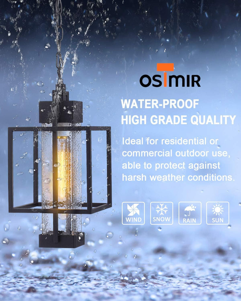 Outdoor Pendant Light, 16" 1-Light Large Hanging Porch Light Fixtures