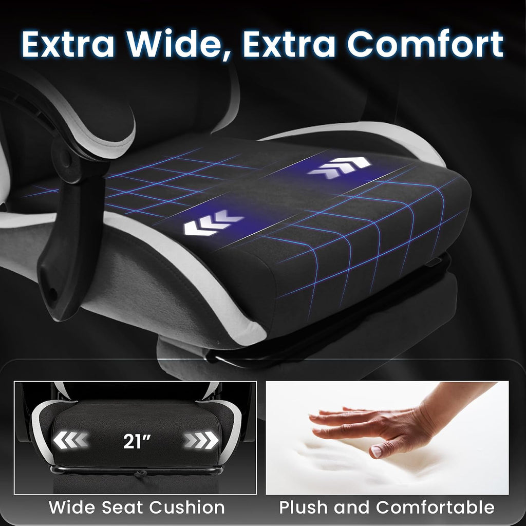Gaming Chair, Lumbar Support with Breathable Fabric, Black