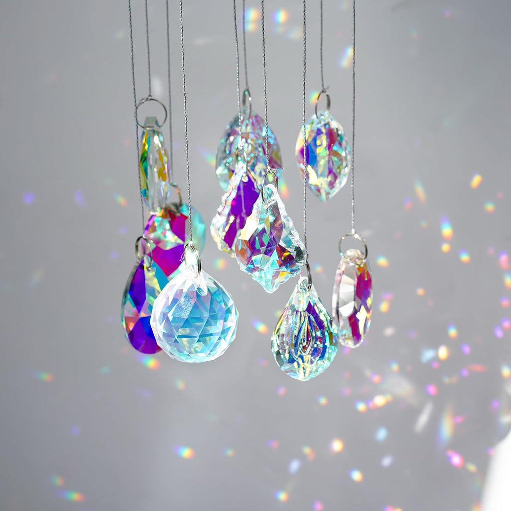 10 Pcs Colorful Crystal Suncatcher Prisms Chandelier Crystals Replacement - Crystal Suncatchers for Lamp Windows