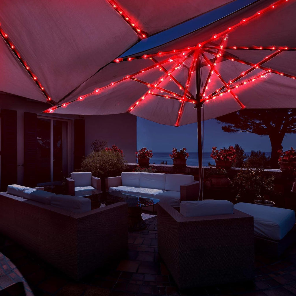 Patio Umbrella String Lights, 104 Bright LEDs 12 Modes USB Battery Operated Cordless Umbrella Light