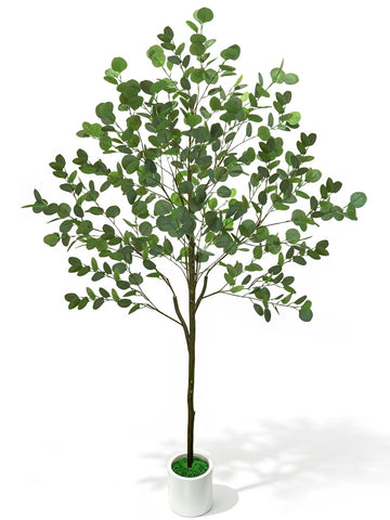 Artificial Eucalyptus Tree 6ft, Indoor Floor Plant with Wood Trunk