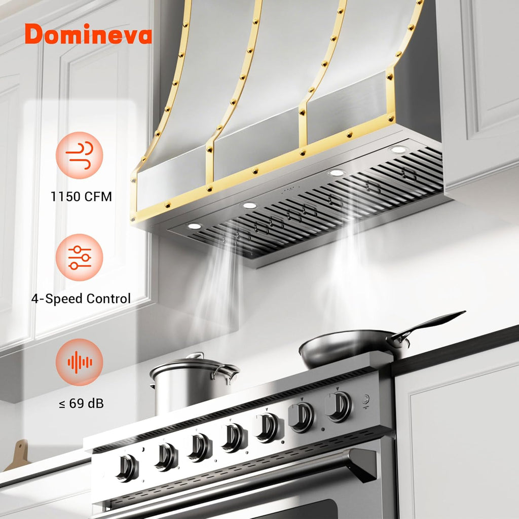 48 Inch Stainless Steel Range Hood Insert 1150 CFM 4 Speed LED Lights Ducted