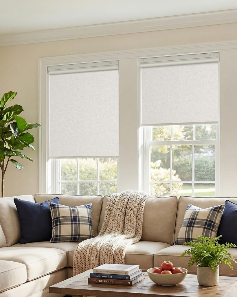 No-Drill Motorized Blinds with Remote, Blackout Roller Shades